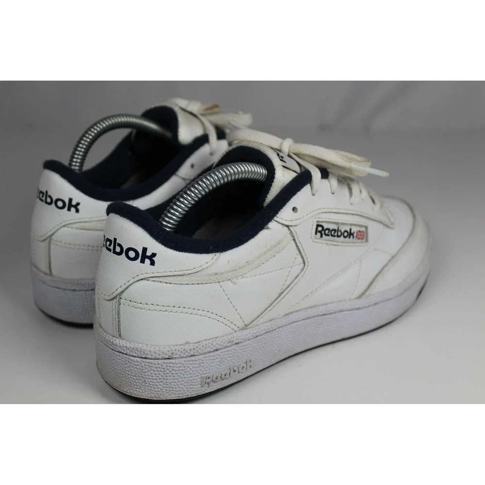 Reebok Club C 85 Mens White Navy Blue Leather Sneakers AR0457 Size 7.5